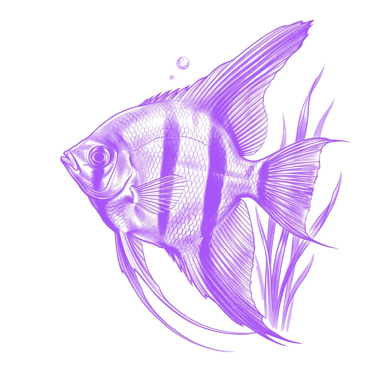 Angelfish Tattoo Stencil