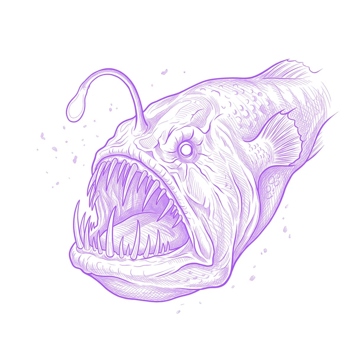 Anglerfish Tattoo Stencil