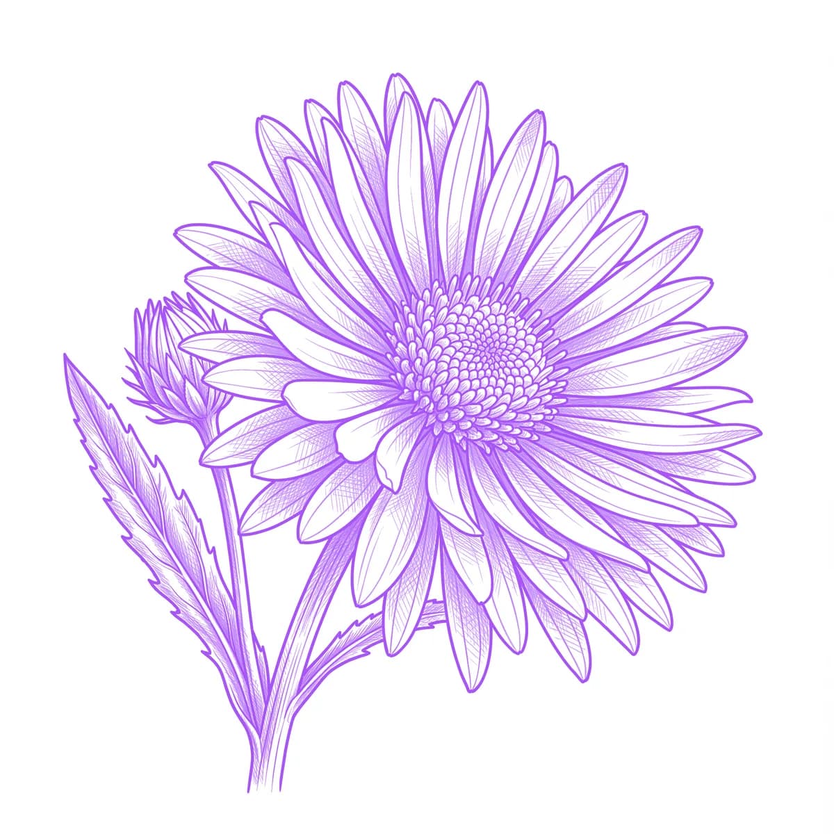 Aster Tattoo Stencil