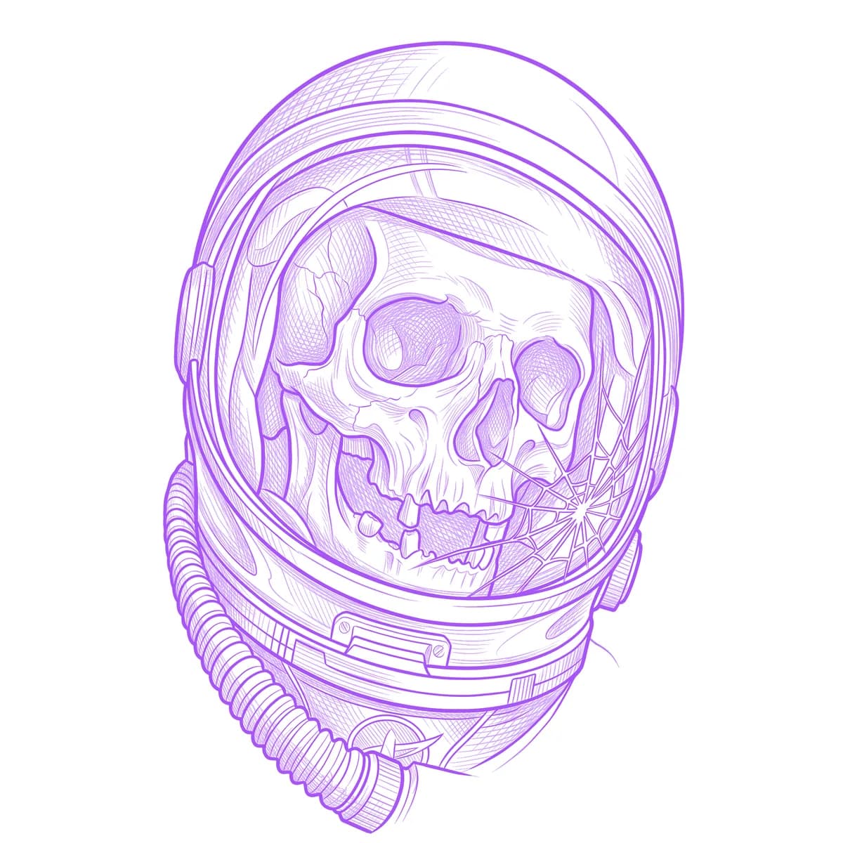 Astronaut Skull Tattoo Stencil