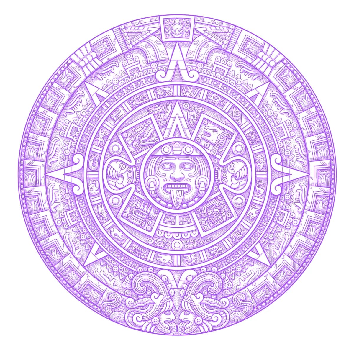 Aztec Calendar Tattoo Stencil