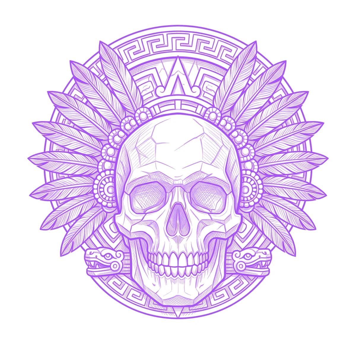 Aztec Skull Tattoo Stencil