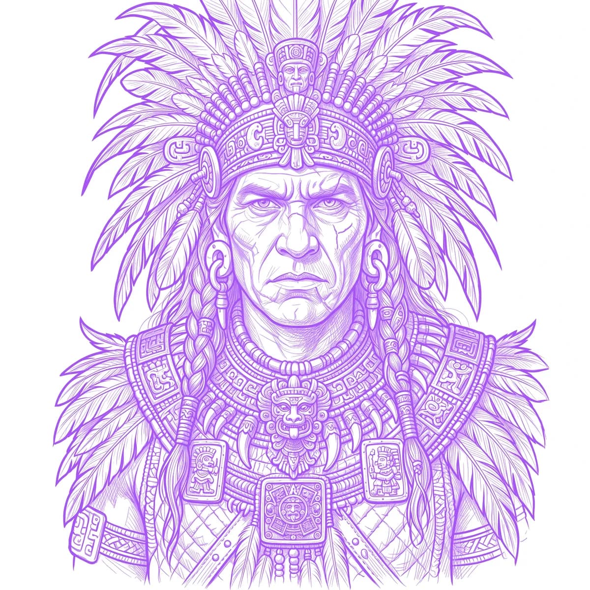 Aztec Warrior Stencil
