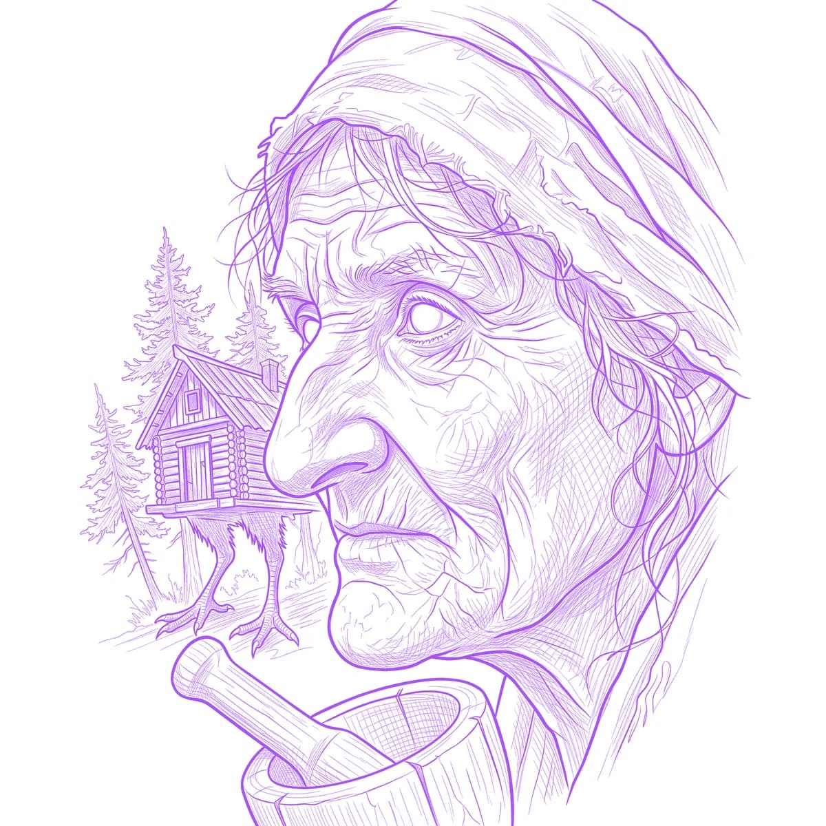 Baba Yaga Tattoo Stencil