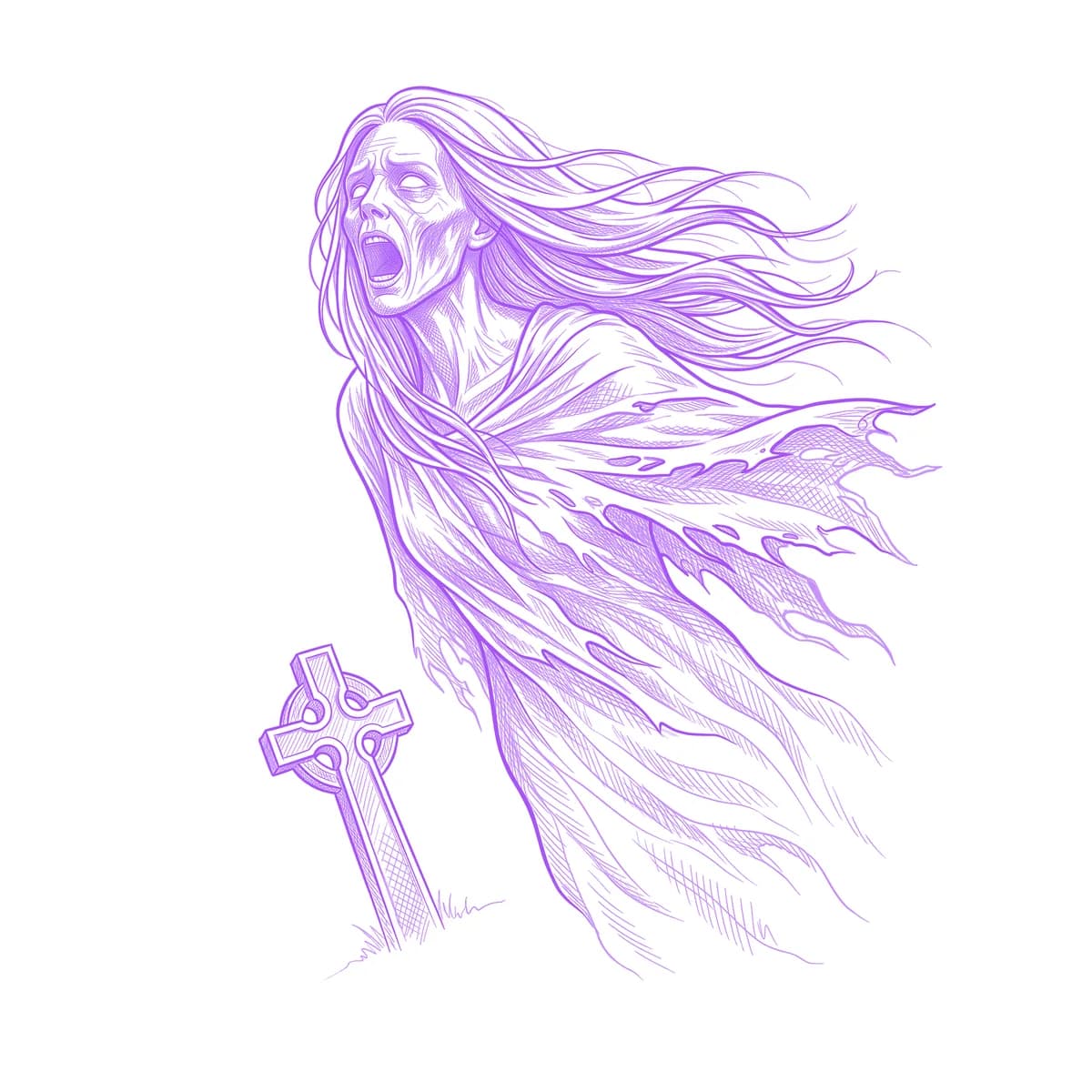 Banshee Tattoo Stencil