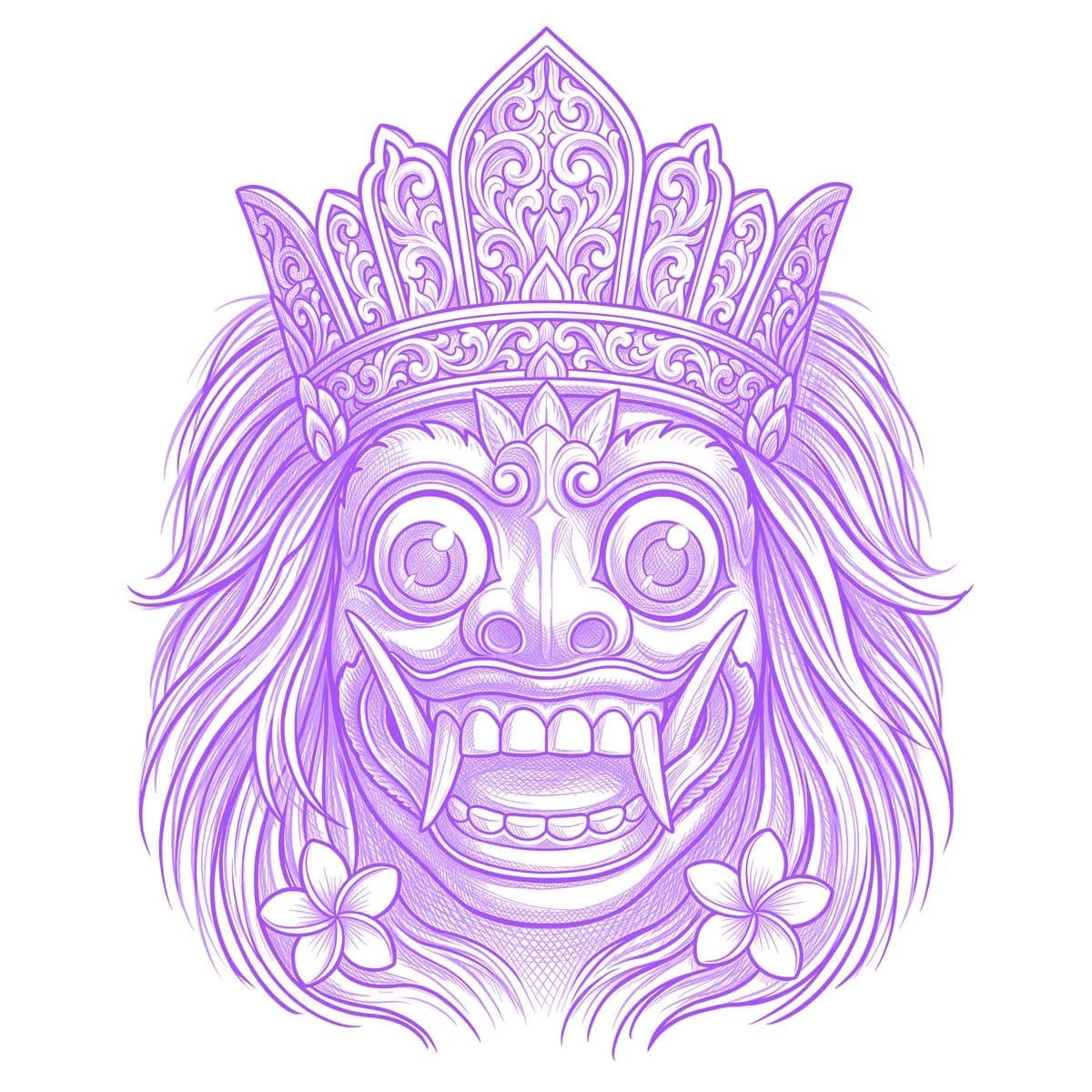 Barong Tattoo Stencil