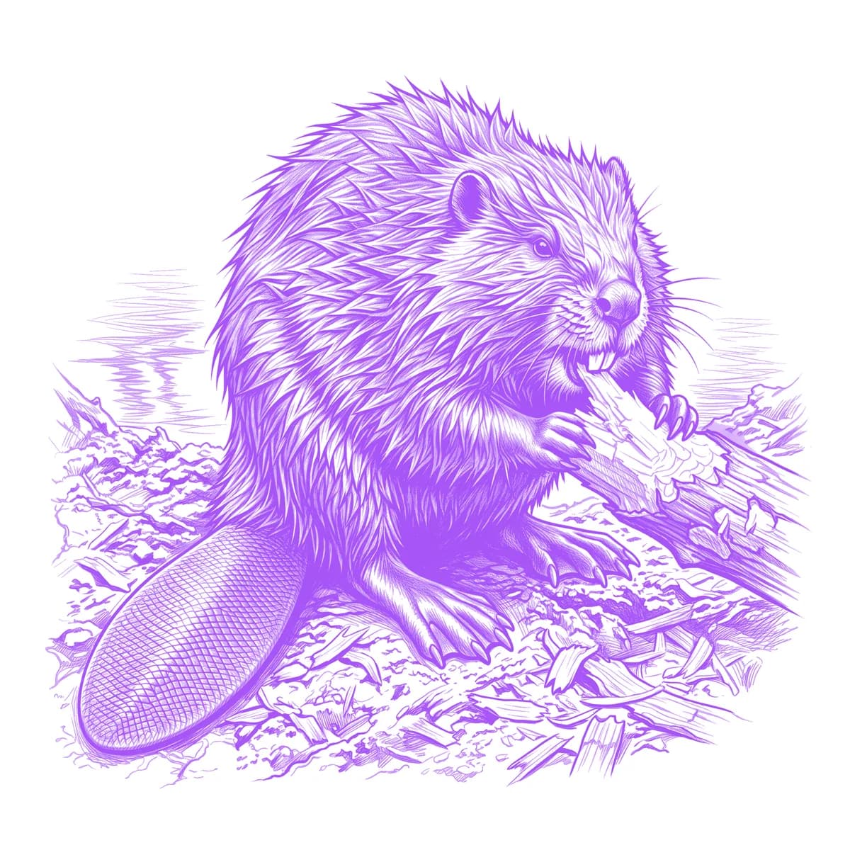 Beaver Tattoo Stencil