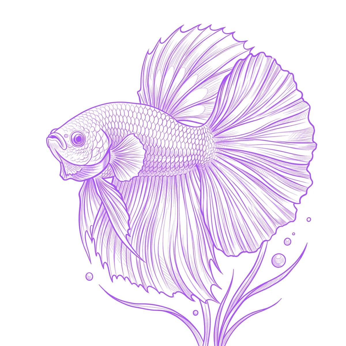 Betta Fish Tattoo Stencil