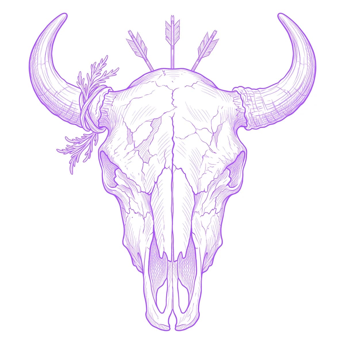 Bison Skull Tattoo Stencil