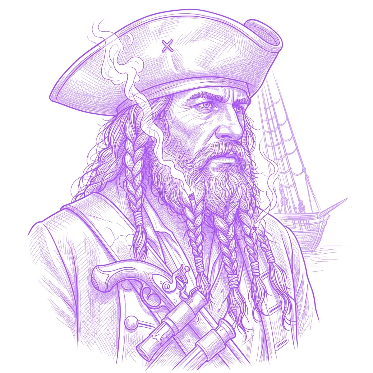 Blackbeard Tattoo Stencil