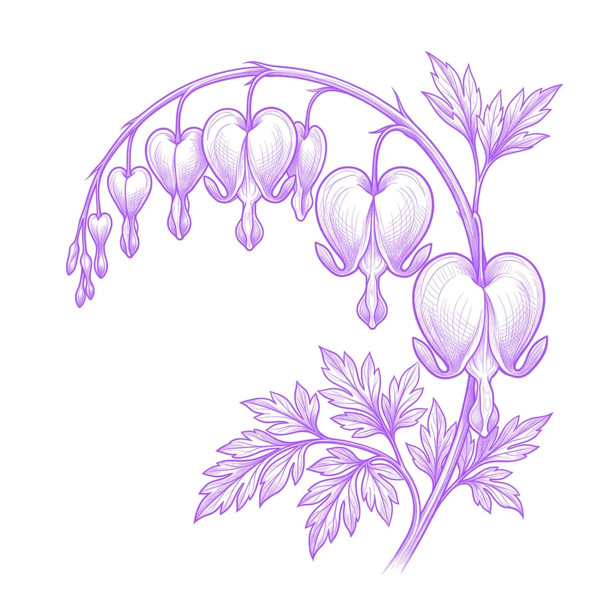 Bleeding Heart Flower Tattoo Stencil