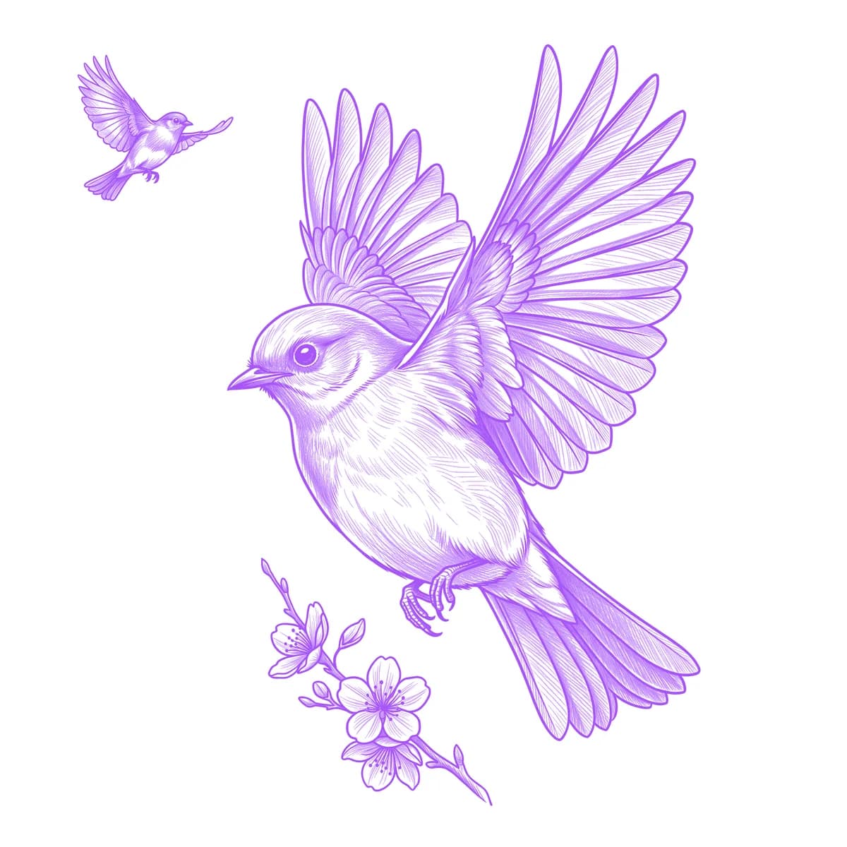Bluebird Tattoo Stencil