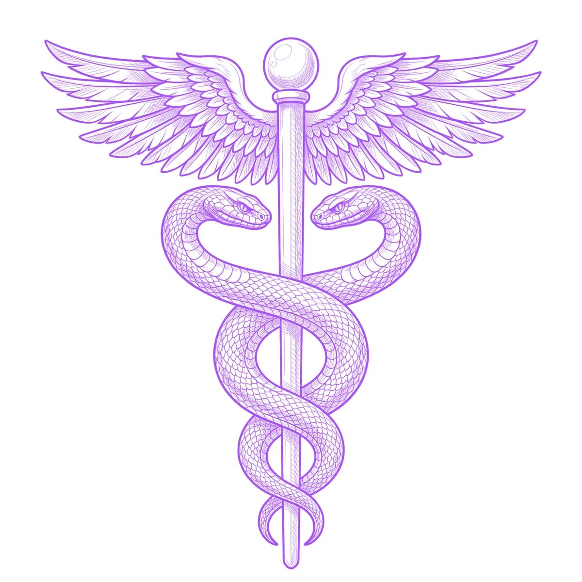 Caduceus Tattoo Stencil