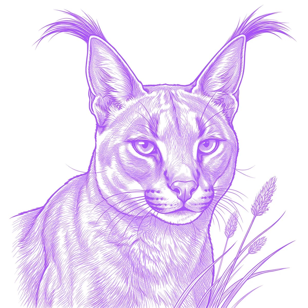Caracal Tattoo Stencil