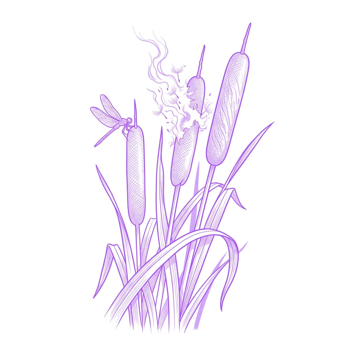 Cattail Tattoo Stencil