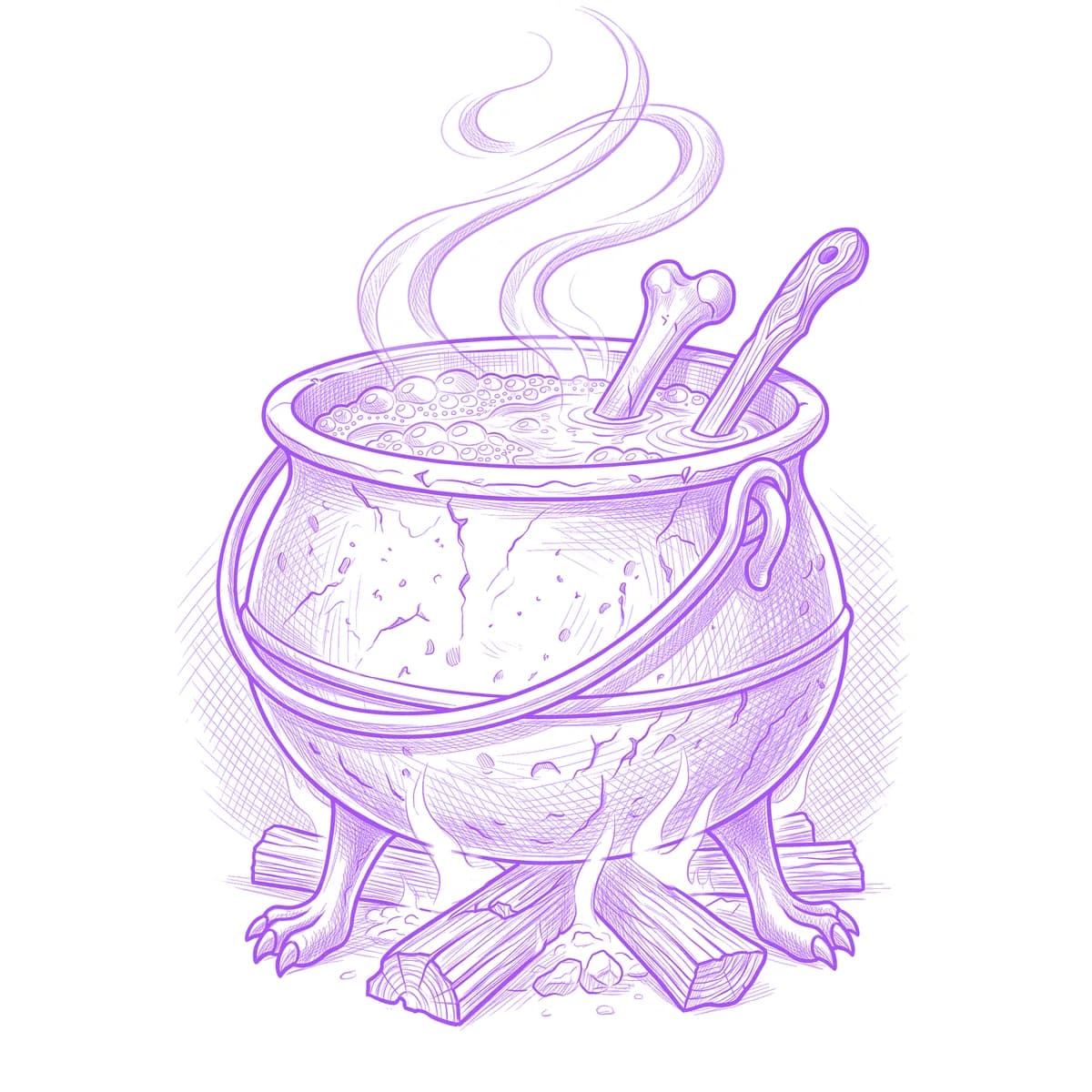 Cauldron Tattoo Stencil