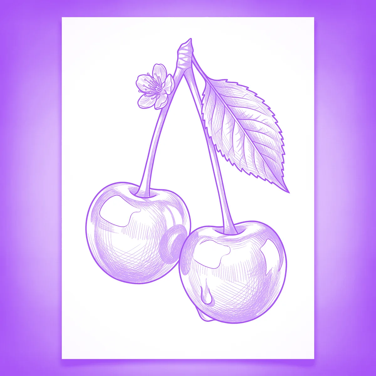 Cherry Tattoo Stencil