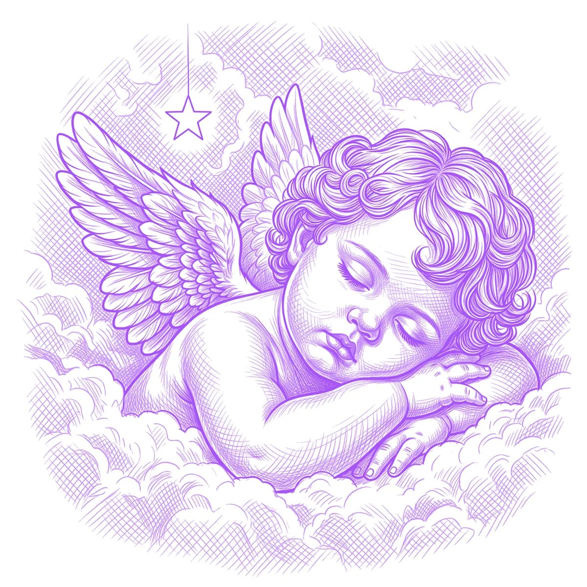 Cherub Tattoo Stencil