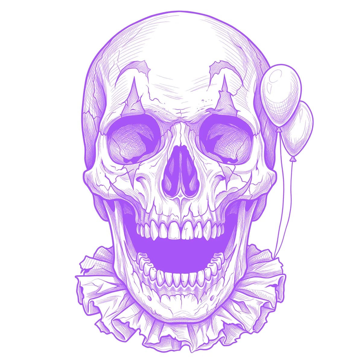 Clown Skull Tattoo Stencil