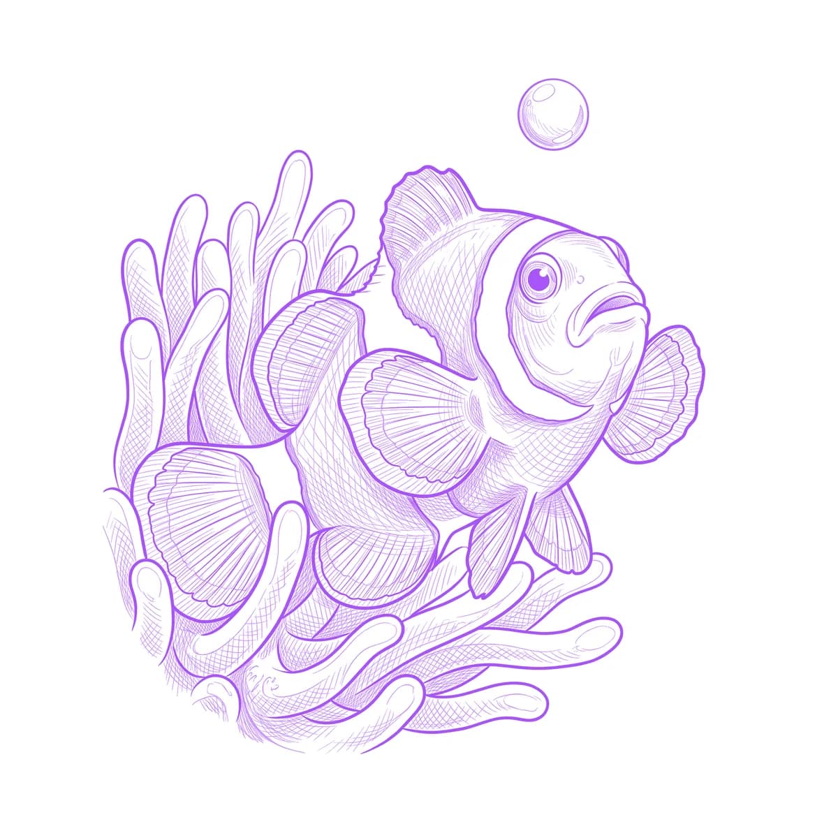 Clownfish Tattoo Stencil