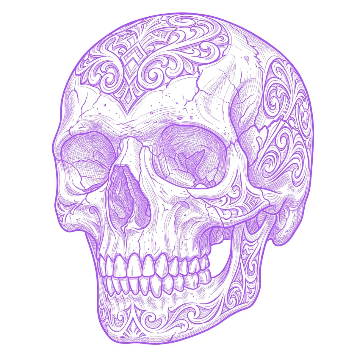 Gesprungener Totenkopf Schablone