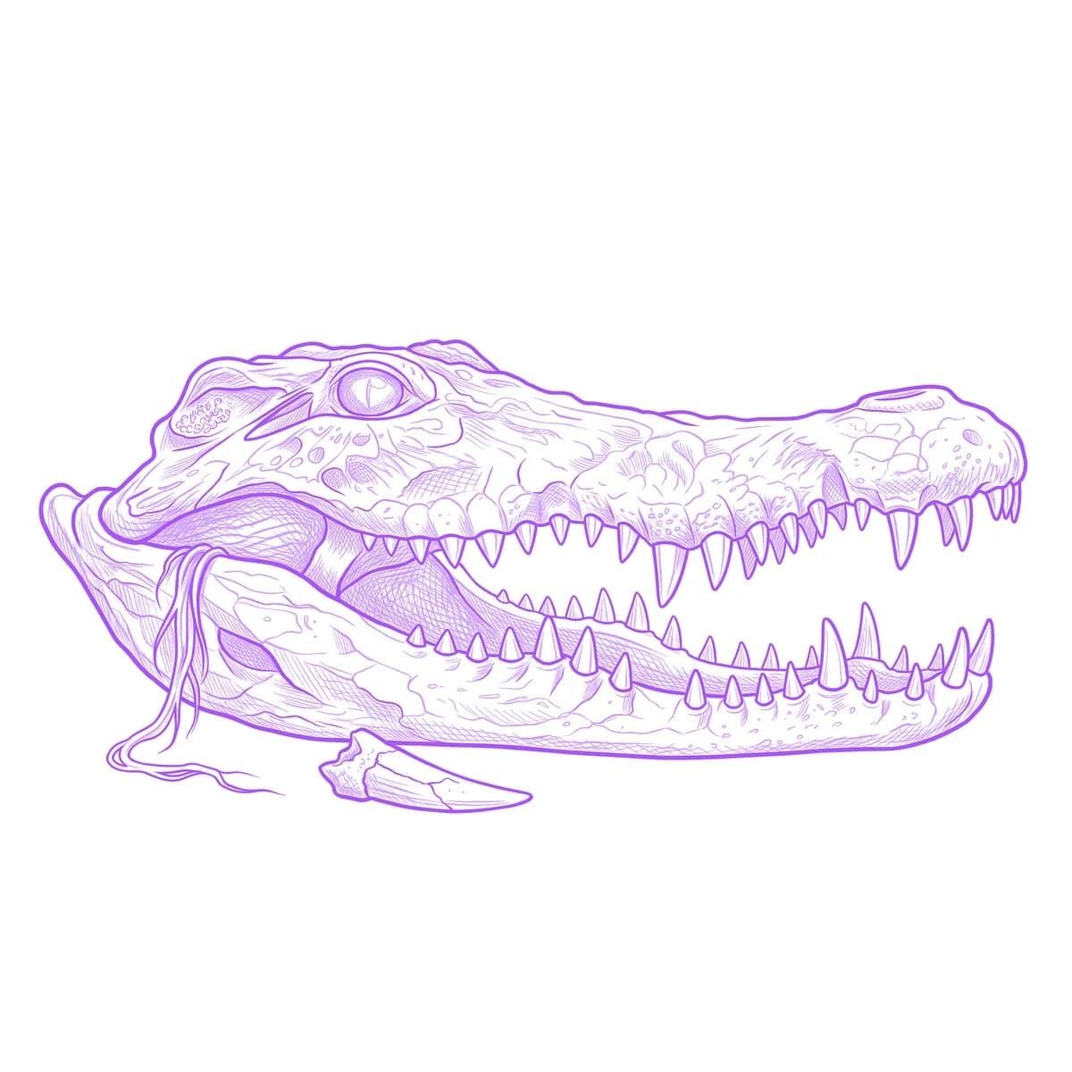Crocodile Skull Tattoo Stencil