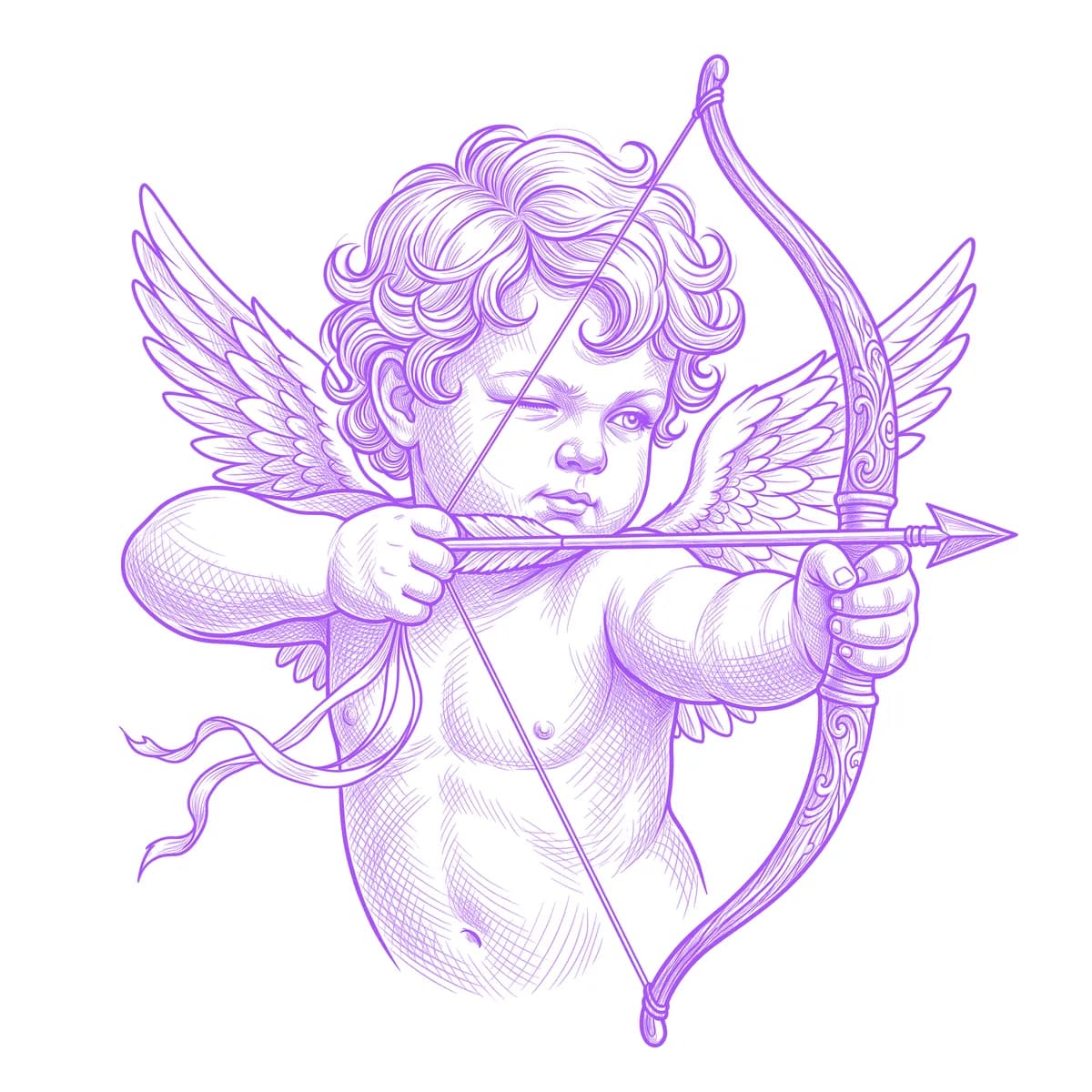 Cupid Tattoo Stencil
