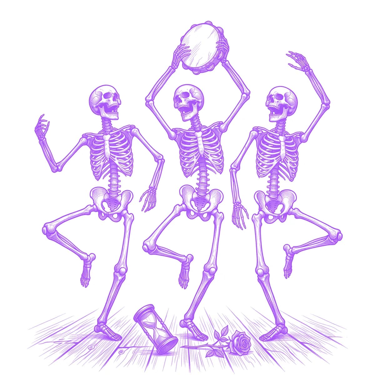 Dancing Skeletons Tattoo Stencil
