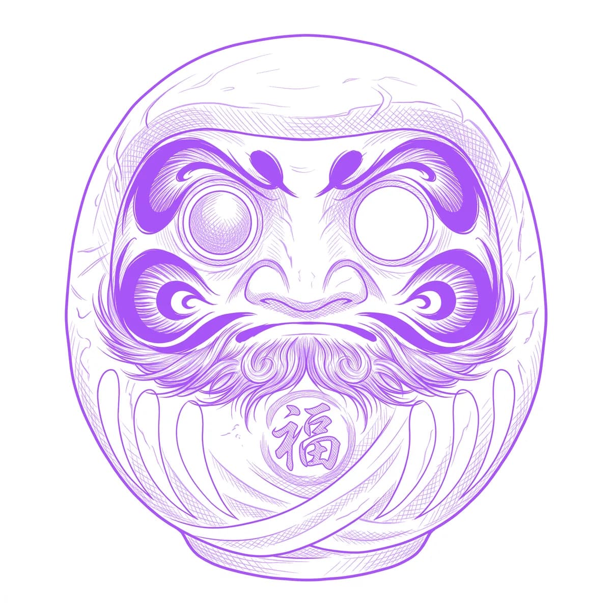 Daruma Tattoo Stencil