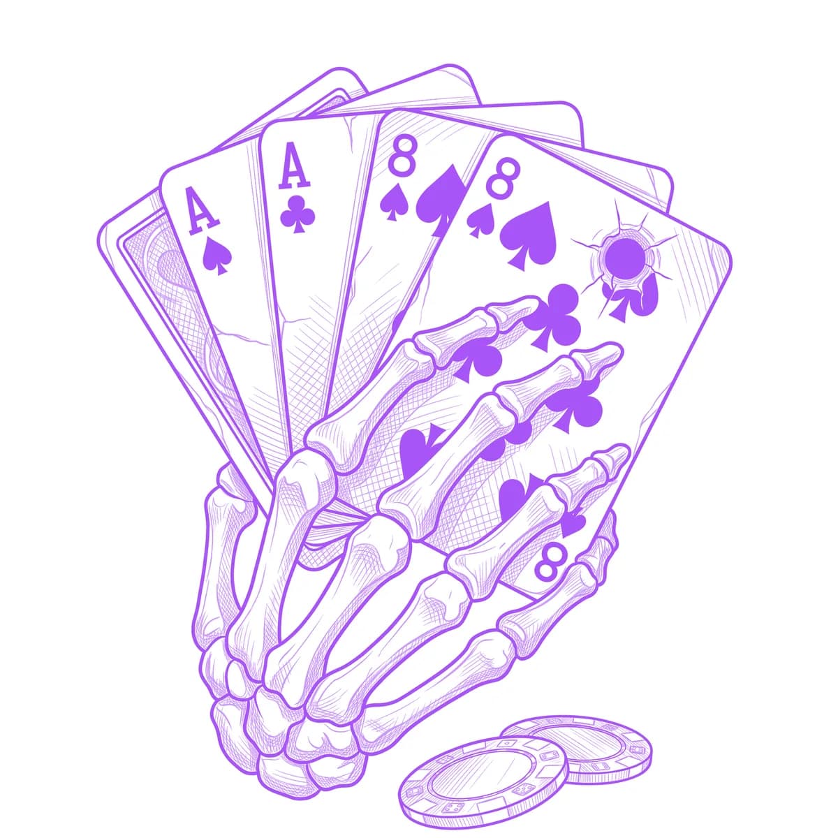 Dead Man's Hand Tattoo Stencil