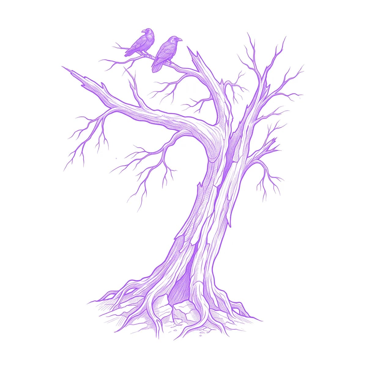 Dead Tree Tattoo Stencil