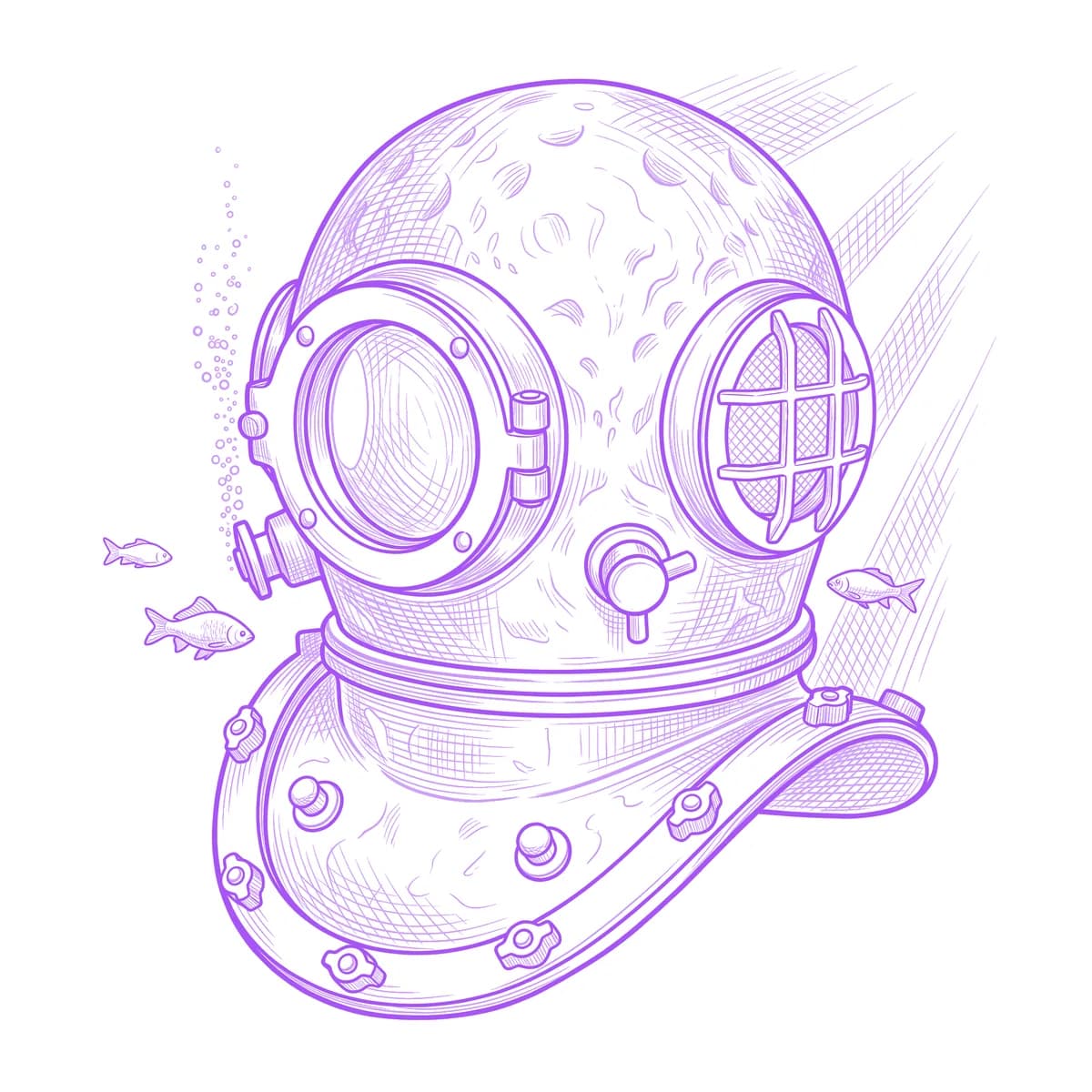 Diving Helmet Tattoo Stencil