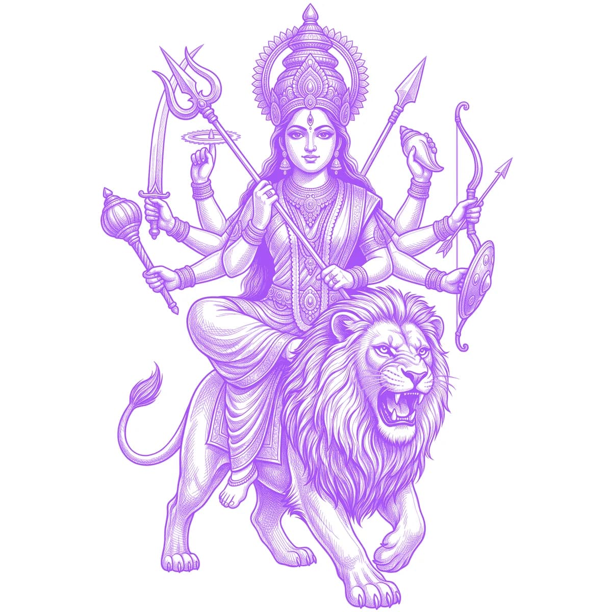Durga Tattoo Stencil