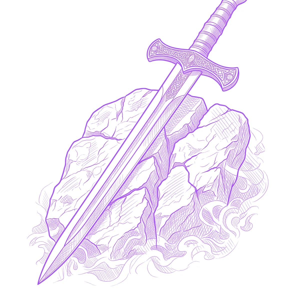Excalibur Tattoo Stencil