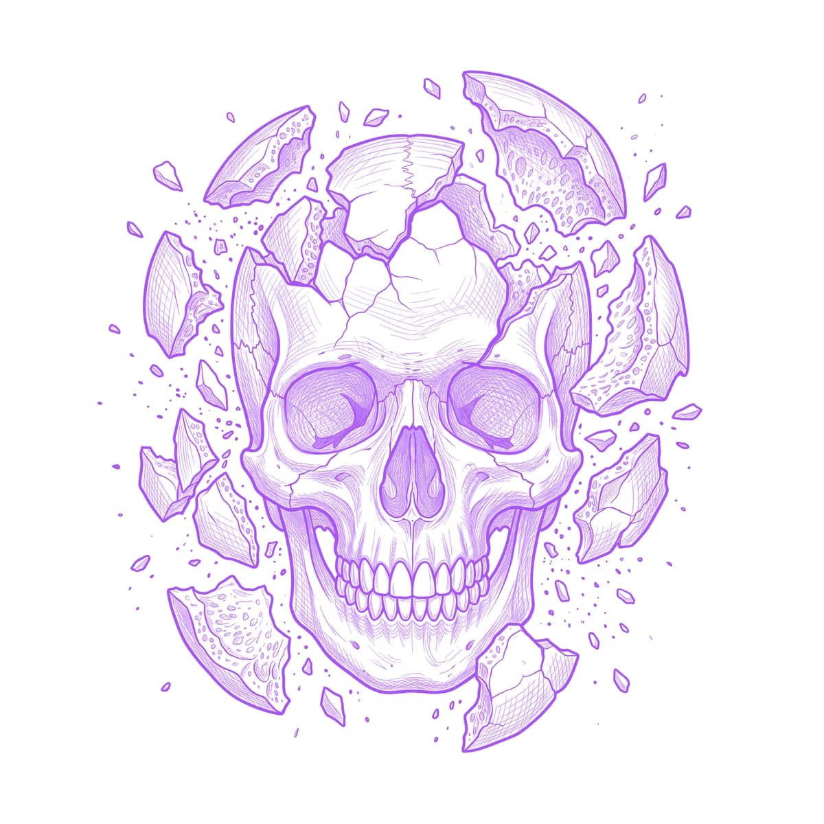 Exploding Skull Tattoo Stencil