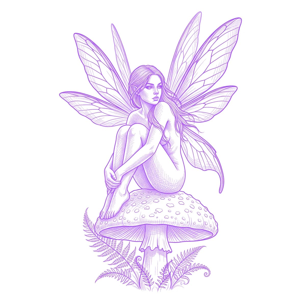 Fairy Tattoo Stencil