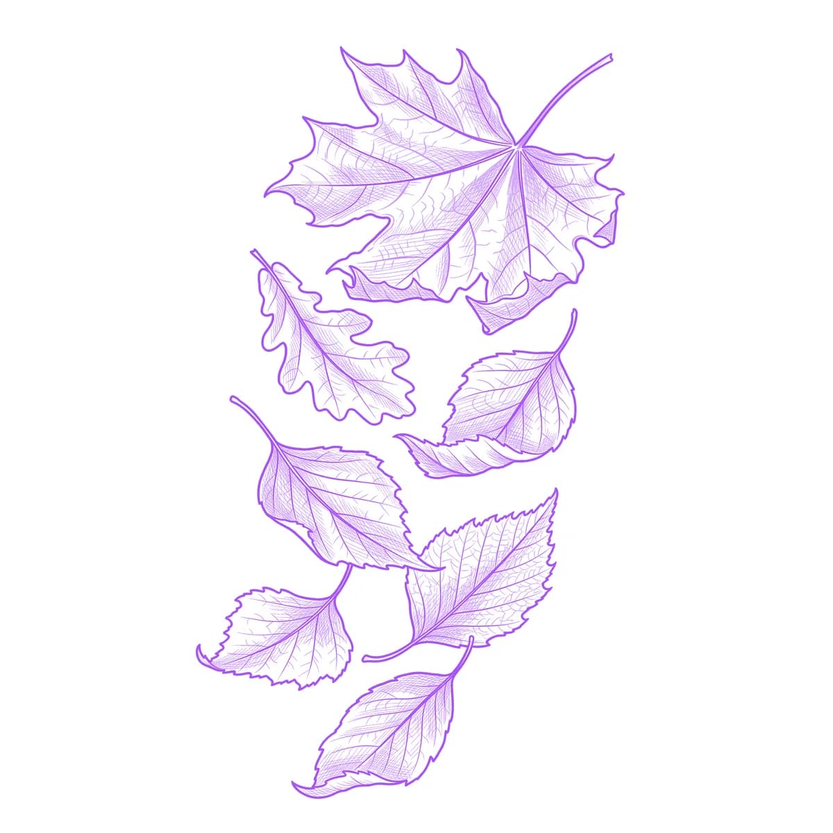 Falling Leaves Tattoo Stencil