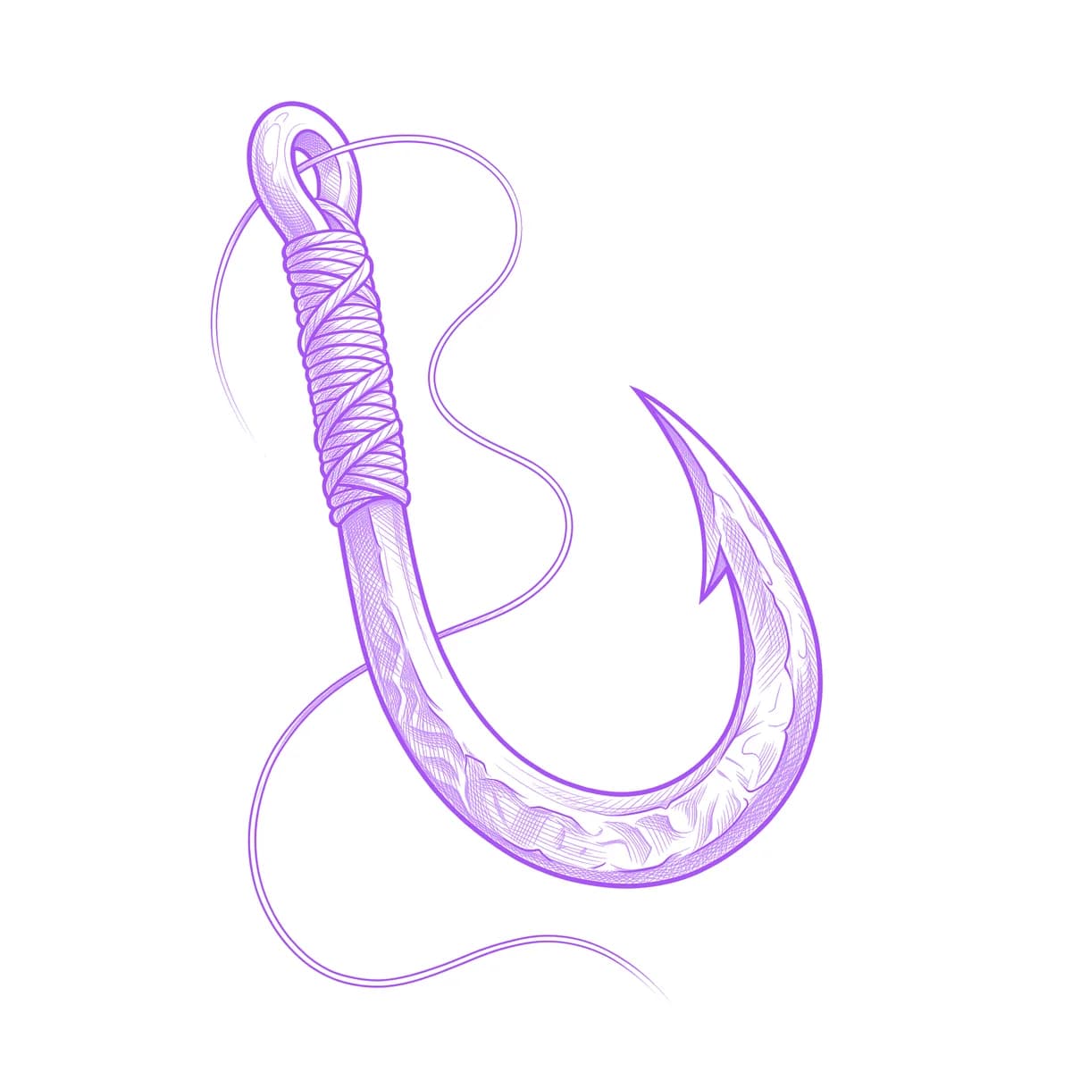 Fish Hook Tattoo Stencil