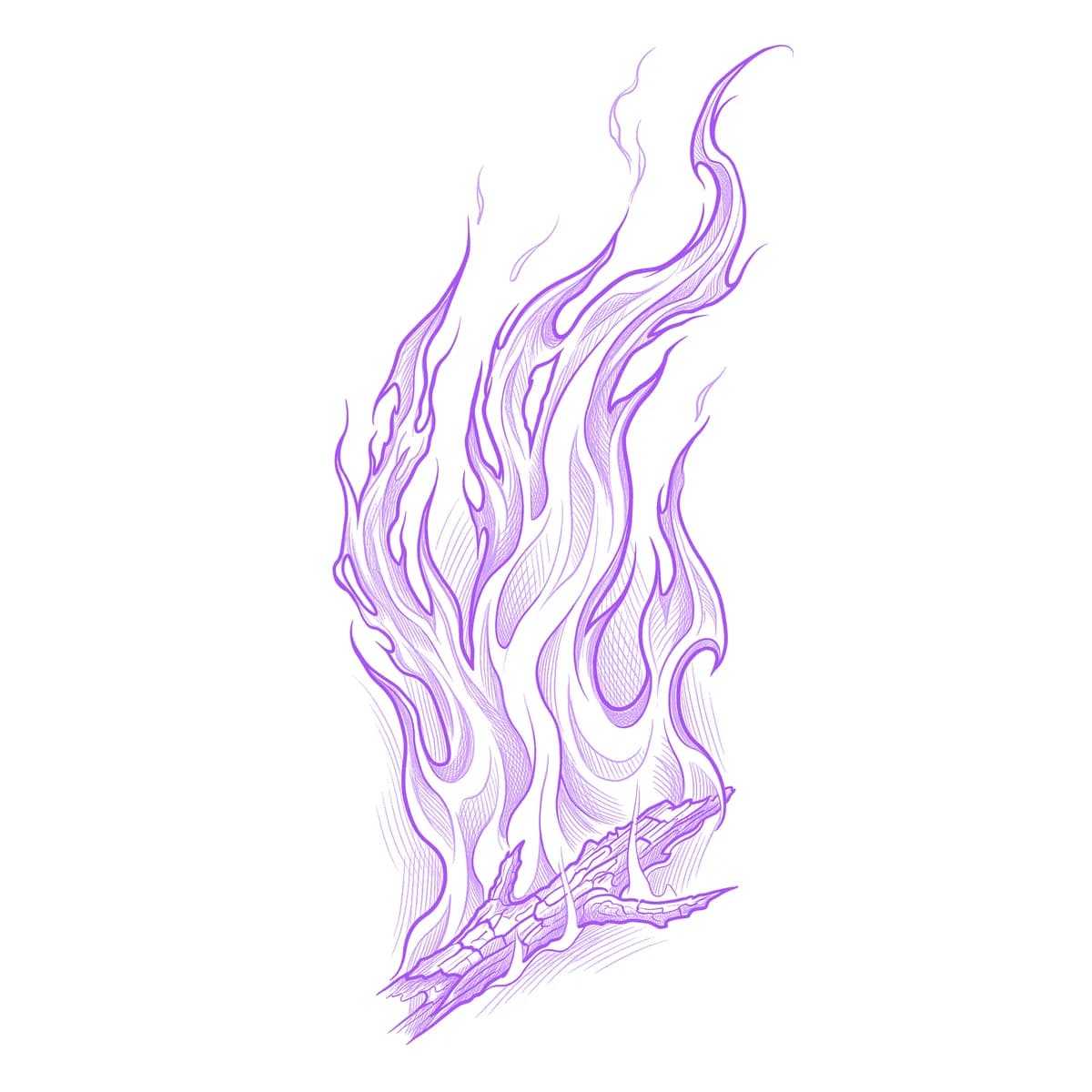 Flames Tattoo Stencil