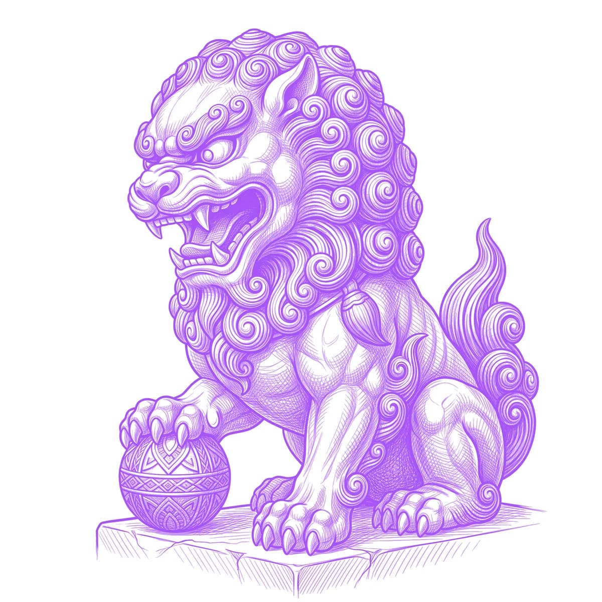 Foo Dog Tattoo Stencil
