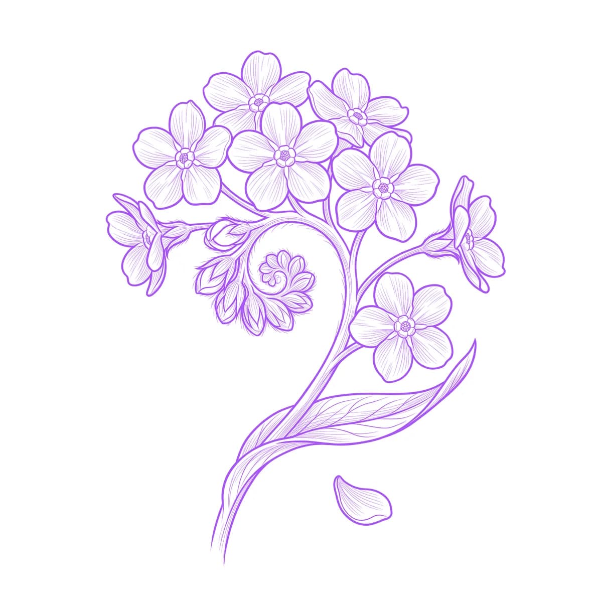 Forget-Me-Not Tattoo Stencil