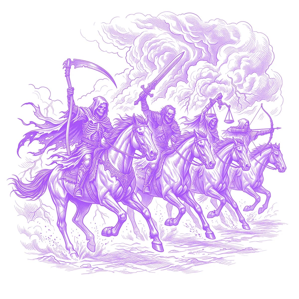 Four Horsemen Tattoo Stencil