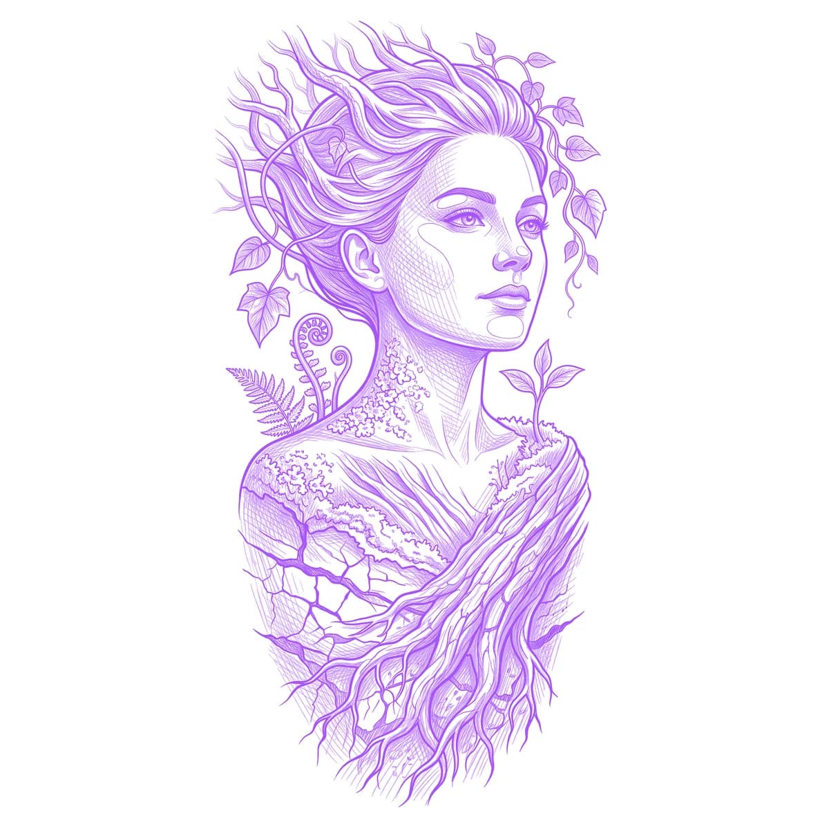 Gaia Tattoo Stencil