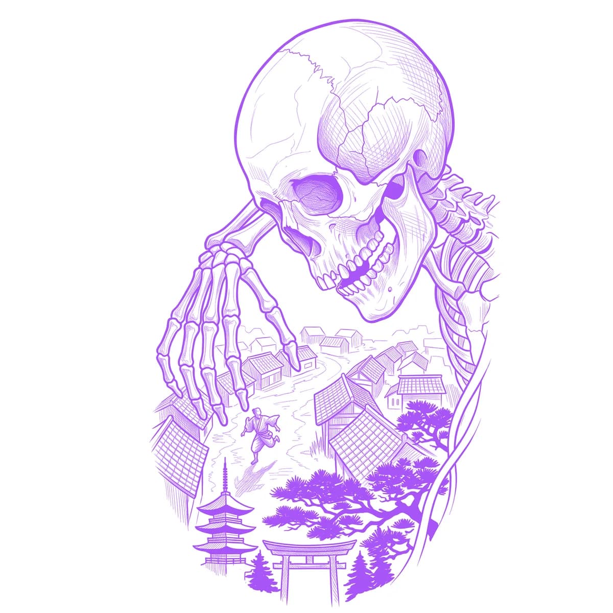 Gashadokuro Tattoo Stencil