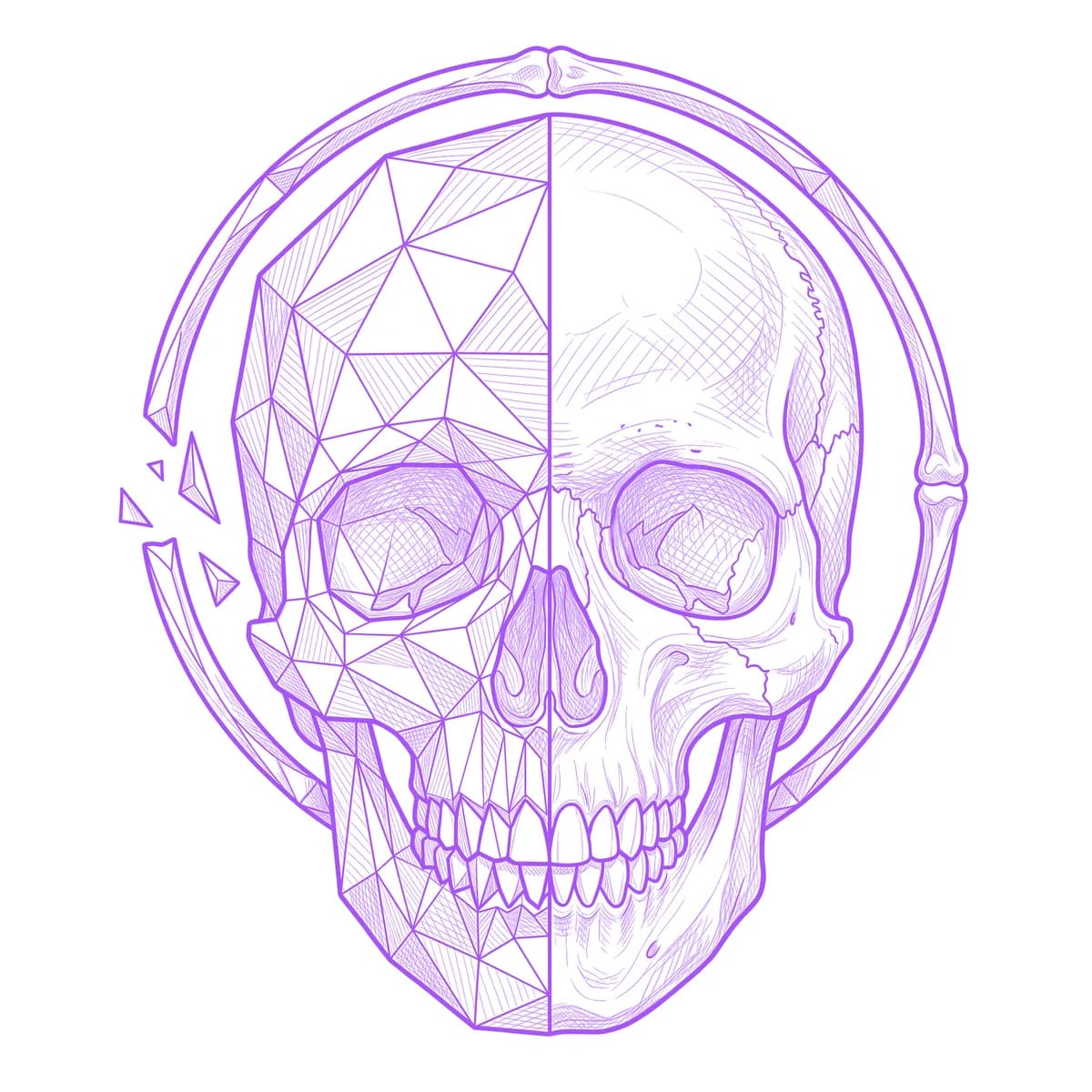 Geometric Skull Tattoo Stencil