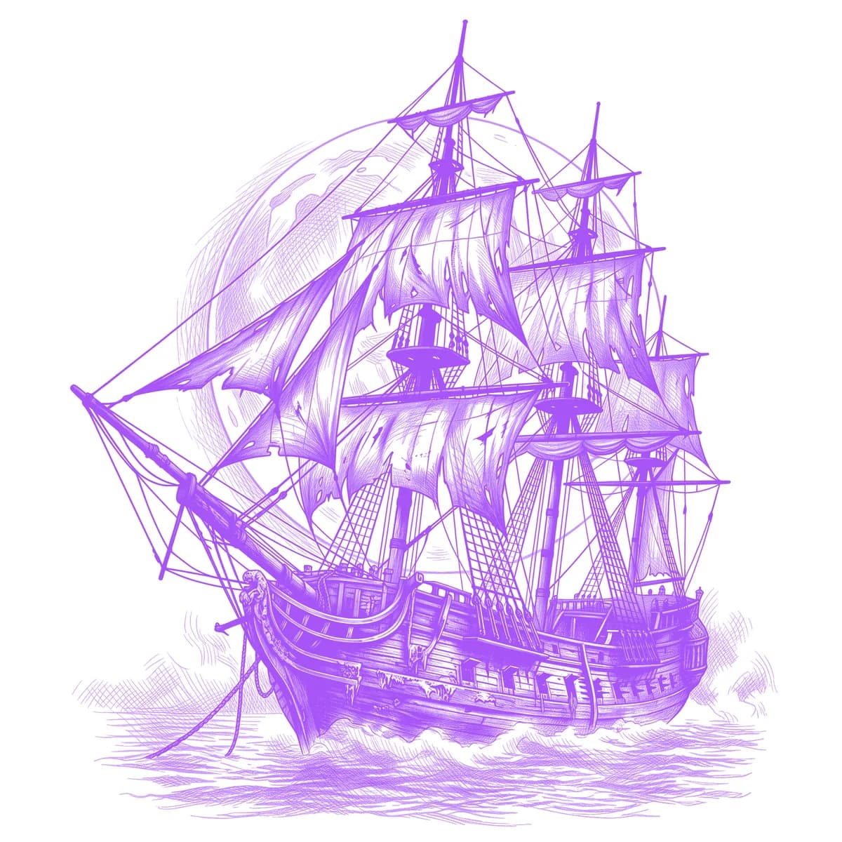 Ghost Ship Tattoo Stencil