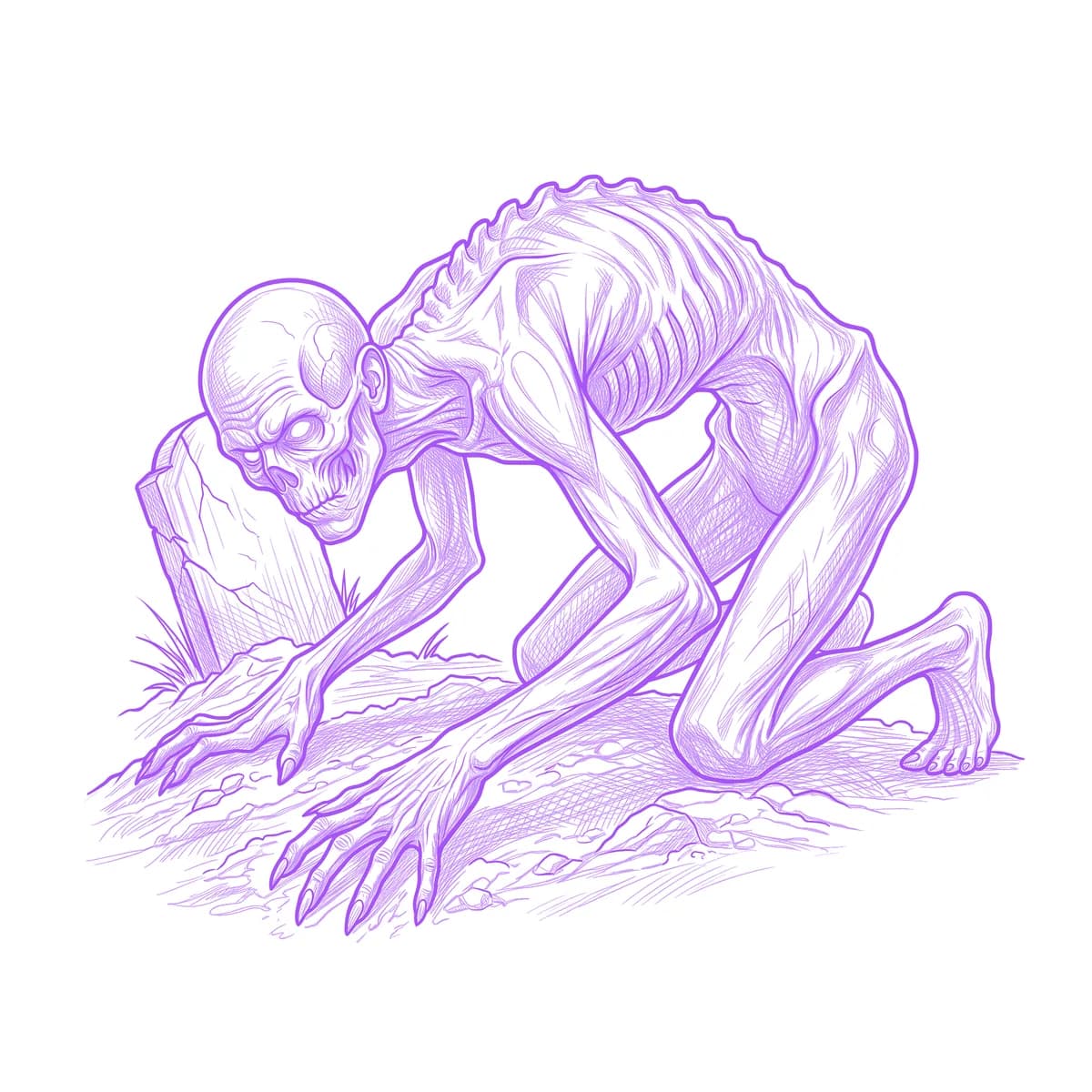 Ghoul Tattoo Stencil