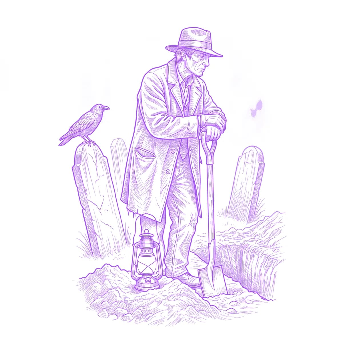 Gravedigger Tattoo Stencil