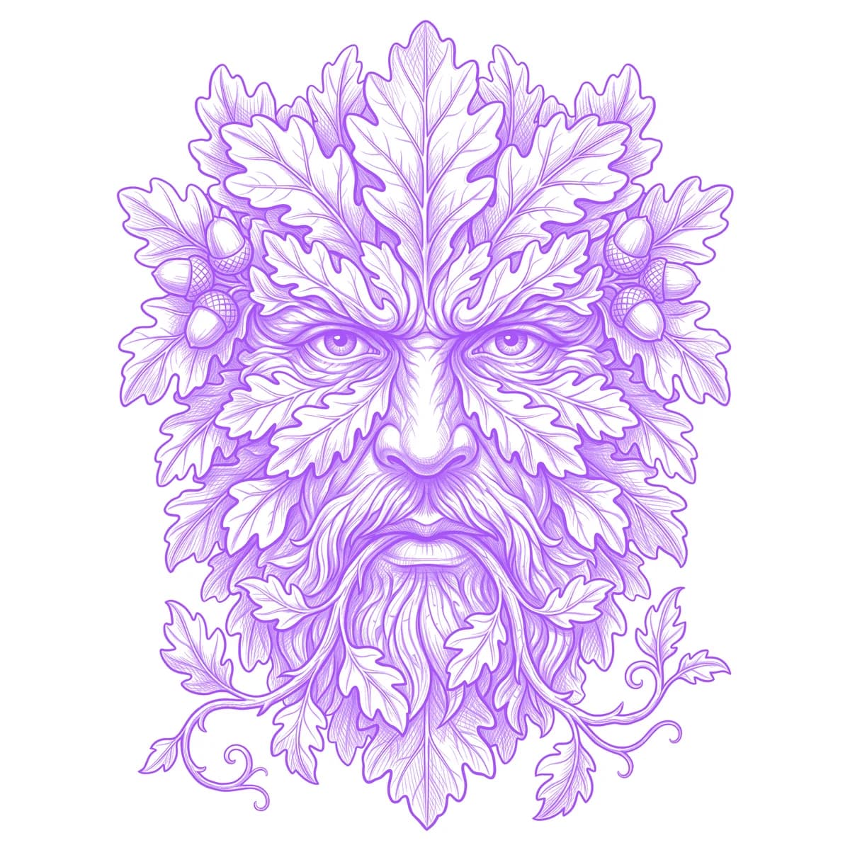 Green Man Tattoo Stencil