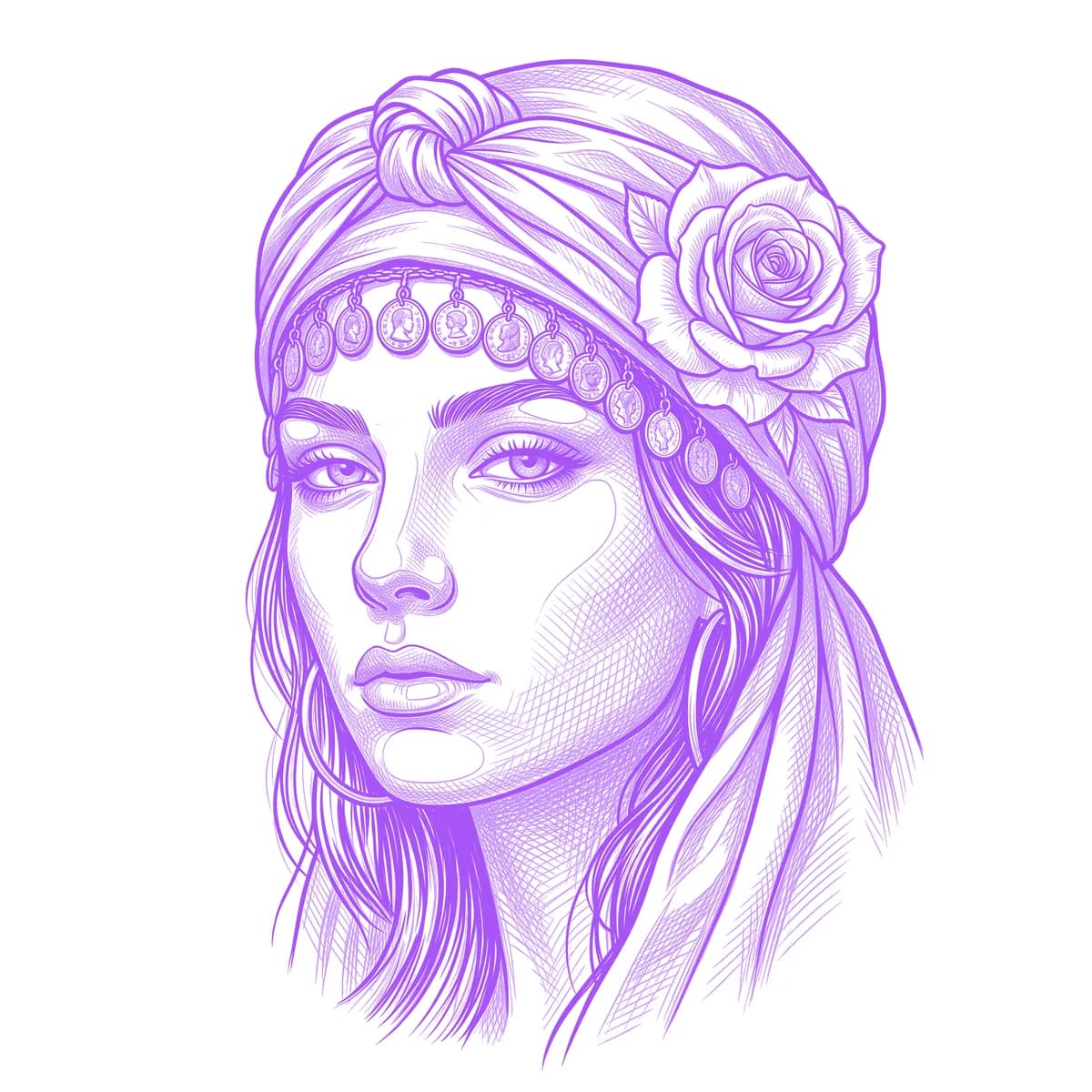 Gypsy Tattoo Stencil